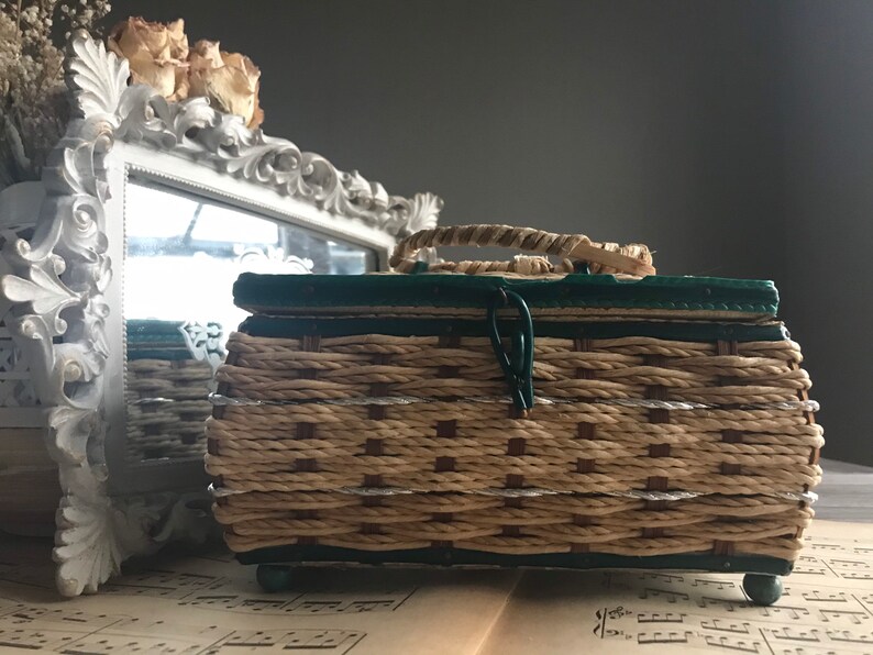 Vintage Rattan Storage Box With Lid Wicker Jewelry Box With Etsy