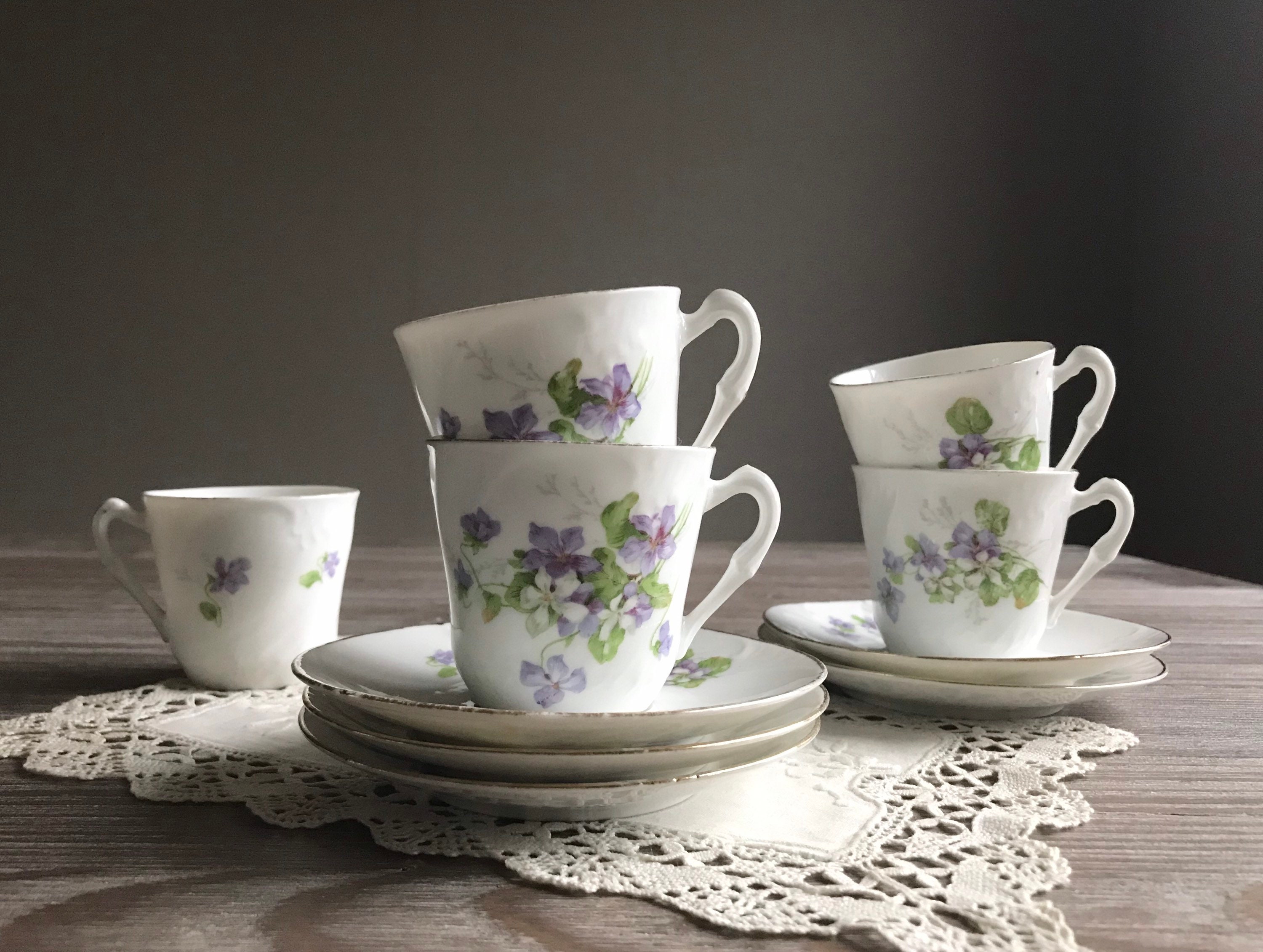Antique Limoges Porcelain Coffee cups with saucers Art Etsy