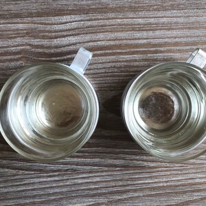 Vintage glassess in metal holder, Set of 2, Alluminium cup holders, Tea maker, metalware, Country Farmhouse home decor image 9