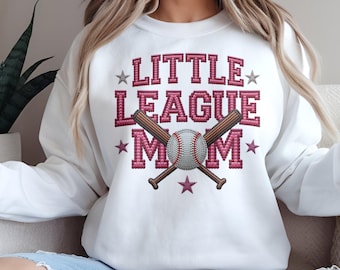 PNG de mamá de ligas menores, diseño de camiseta con diamantes de imitación para mamá de béisbol / transferencia por sublimación DTF UVDTF / imágenes prediseñadas deportivas brillantes