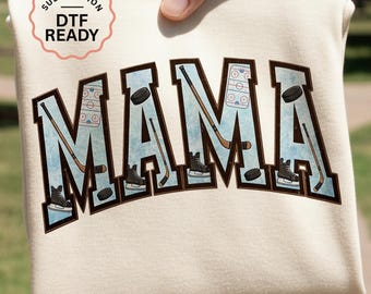 Hockey Mama PNG / Diseño de camiseta de Hockey Mom / Sublimación DTF UVDTF Transferencia / Clipart de deportes universitarios de pista de hielo