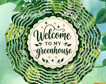 Benvenuti nella mia serra PNG Girandola botanica con design a sublimazione / Girandola per amanti delle piante tropicali / Decorazione da giardino con Monstera