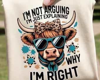 Immagine PNG di mucca delle Highlands per sublimazione / Design divertente con citazione western da cowgirl (download digitale)