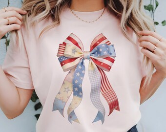 Lazo patriótico PNG / Clip art de lazo con la bandera de EE. UU. / Cinta vintage del 4 de julio / Sublimación para camisetas, tazas, bolsos y más / DTF UVDTF / Americana