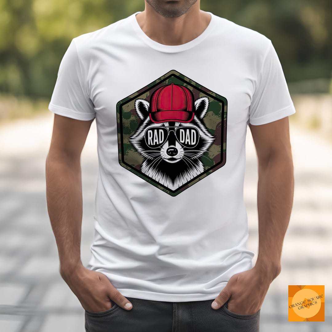 Rad Dad Raccoon T-shirt Design | Cool Dad Graphic | Funny Fathers Day ...