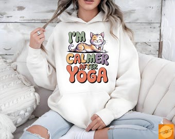 Gato más tranquilo después del yoga PNG / Diseño de camiseta divertido / Clipart de humor fitness / Sublimación DTF UVDTF