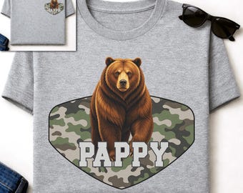 Pappy Bear PNG Nonno Orso Design per Sublimazione / Maglietta del Nonno / Grafica del Nonno Cacciatore / Trasferimento DTF / Clipart UVDTF