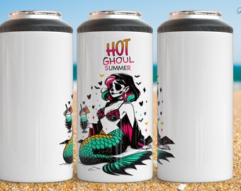 Envoltura de vaso Hot Ghoul Summer de 20 oz, Diseño de sublimación de esqueleto de verano atrevido, Archivo UVDTF de vacaciones de verano, PNG pastel gótico de moda