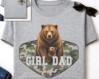 Design PNG per sublimazione "Ragazza Papà Orso" / Design per maglietta padre figlia / ClipArt UVDTF per trasferimento DTF / Grafica "Vita da papà"