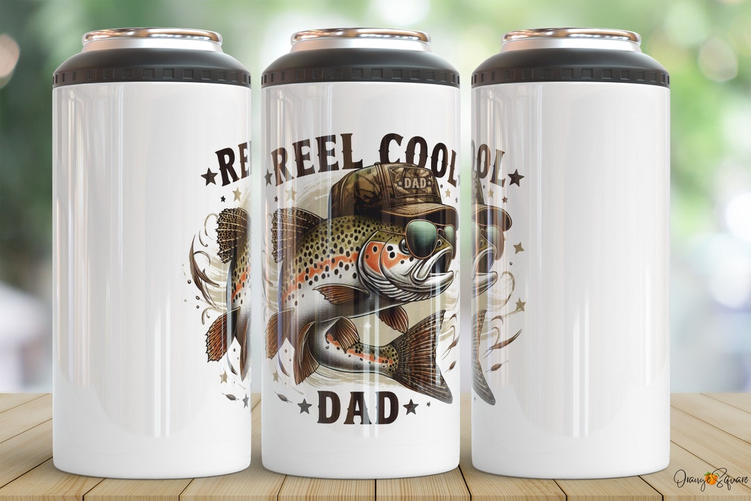 Reel Cool Dad Can Cooler Sublimation Design Wrap PNG - Fishing Can ...