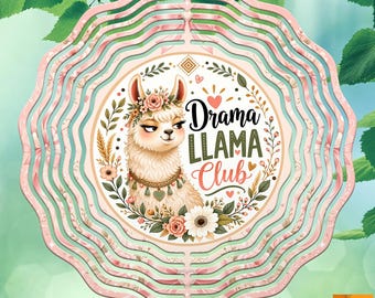 Drama Llama Club PNG Coquette Llama Windspinner Design per sublimazione / Girandola decorativa da giardino a forma di lama