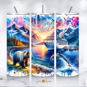 Alaskan Cruise 20 oz Tumbler Wrap Design - Sublimation PNG Digital Download - Cruise Vacation