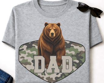 Design per sublimazione "Papà Orso" / Maglietta per la Festa del Papà PNG / Trasferimento DTF / Clipart UVDTF
