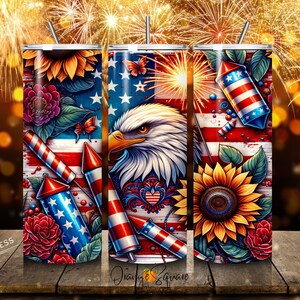 4th Of July American Flag 20 oz Skinny Tumbler Sublimation Design - 4th Of July PNG - Patriotic Tumbler PNG - America Tumbler Wrap