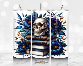 Morally Grey Books Skull 20oz Tumbler Wrap-Romantasy Romance Cup Design-Spicy Book Club Booktok-20 oz Sublimation Design-Bookish PNG-UVDTF