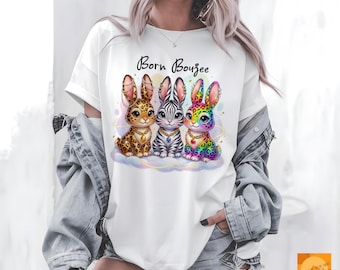 Conejito de Pascua PNG, Leopardo, Cebra, Arcoíris, Clipart de Pascua, Diseño de transferencia DTF UVDTF, Gráfico de sublimación de camiseta de conejito de lujo