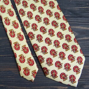 Ivory yellow tie vintage animal lovers print mens tie Handmade Cravate with Lion print men necktie birthday gift for husband or boyfriend image 1