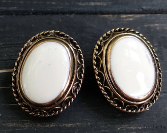 Vintage Art Deco Style White Earrings: Anniversary  Brass Bridal Wedding Jewelry