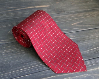 Pure Silk Tie Burgundy red cravate casual necktie vintage men gift for boyfriend