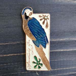 Parrot Bird pin Hipster backpack pins Vintage Bird badge Metal pin button Back to school gift Blue enamel pin badge Sister gift Teen gift image 4