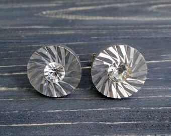 Vintage Rhinestone Cufflinks: Silver Tone Wedding Jewelry for Anniversary