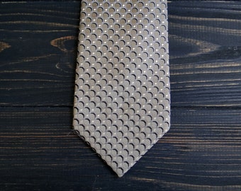 Grey Silk Necktie: Geometric Print, Men's Tie