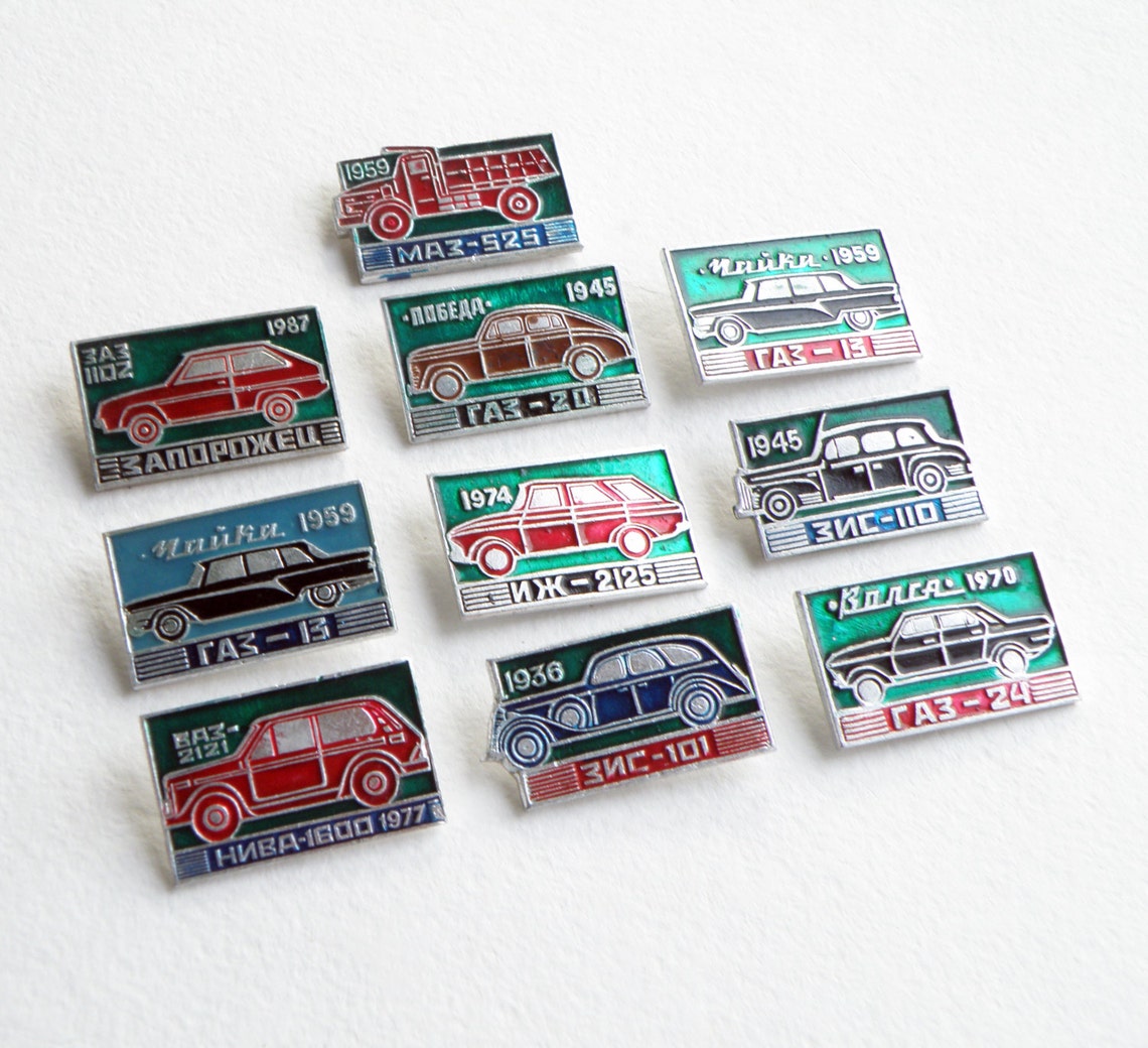 Vintage Cars Automobiles Enamel Pin Badges Set 10 Red Green - Etsy