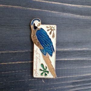 Parrot Bird pin Hipster backpack pins Vintage Bird badge Metal pin button Back to school gift Blue enamel pin badge Sister gift Teen gift image 5