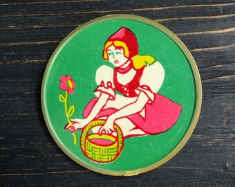 Pinback button Little Red Riding Hood badge Soviet pin badge Plastic Pin button Kids brooch Fairy tale Backpack pin Children gift