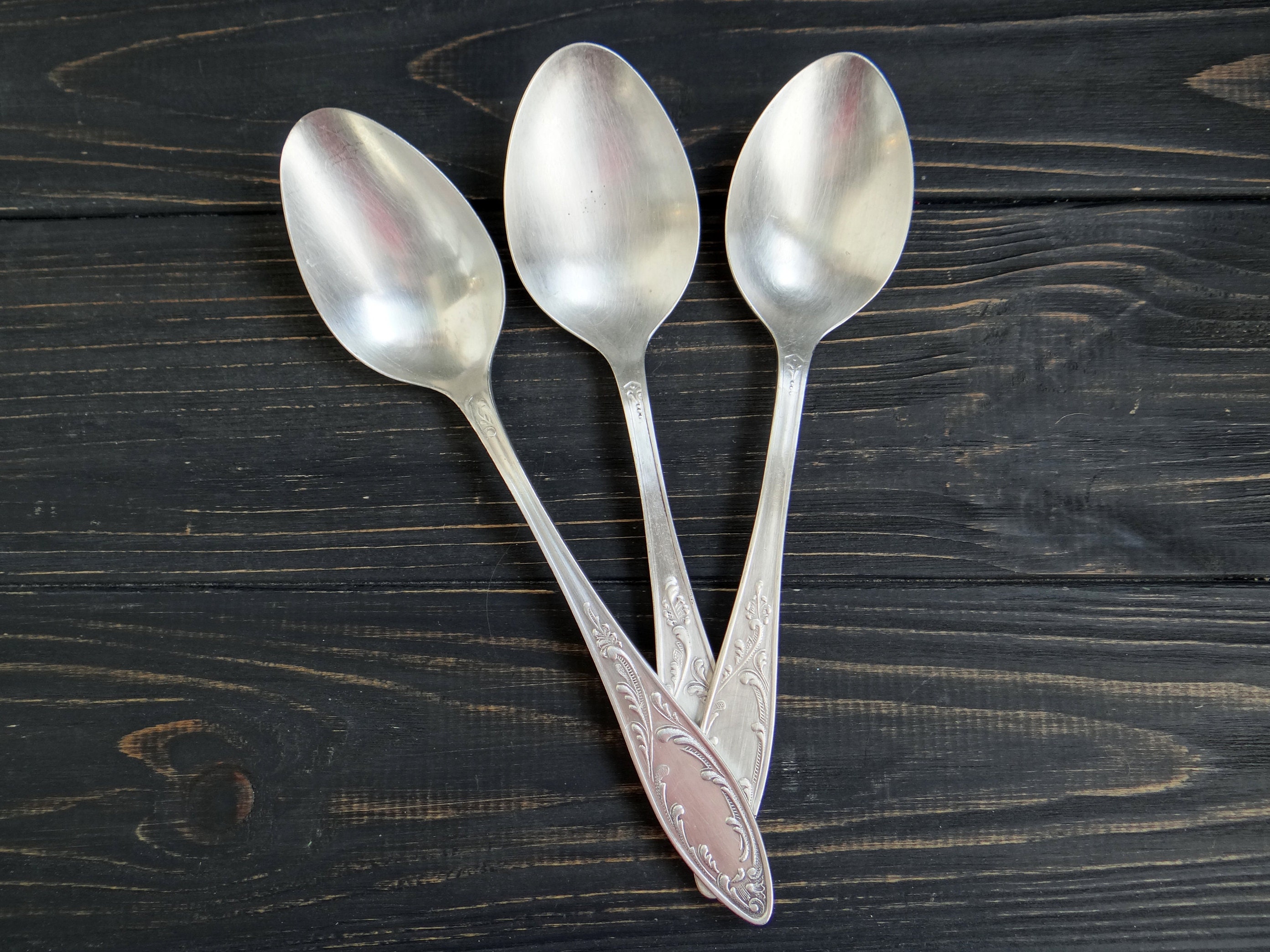 Table Spoons set of 3 Serving Spoon Soviet Vintage Melchior Etsy