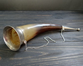 Drinking horn Wine horn cup Wall hanging horn mug Viking horn Cow horn Nordic Celtic Goth Pagan Rustic home decor Wedding gift husband gift