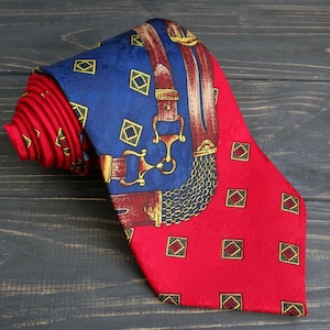 Abstract Print Tie fathers day gift vintage mens tie red cravate novelty necktie Red Blue Polyester tie gift for husband gift wedding gift