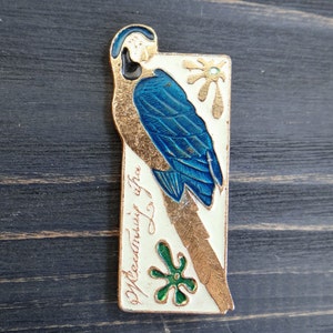 Parrot Bird pin Hipster backpack pins Vintage Bird badge Metal pin button Back to school gift Blue enamel pin badge Sister gift Teen gift image 2