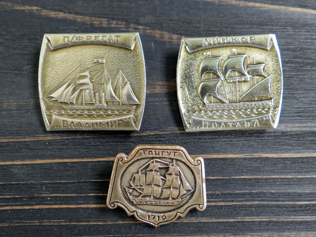 Soviet Vintage Pins Set of 3 Historic Ships Pins Vintage Etsy