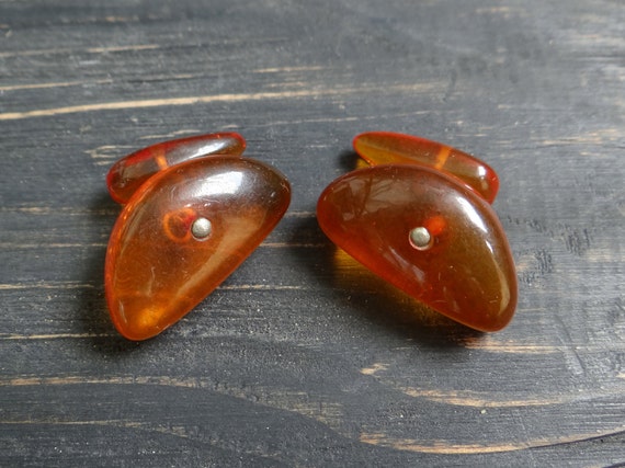 Baltic amber gold plate set cufflinks and tie cli… - image 6