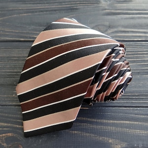 Multi-Color Stripe Silk Tie Men chocolate brown necktie Coworker gift Angelo Litrico slim tie Gift for husband Striped tie Cravate Xmas gift
