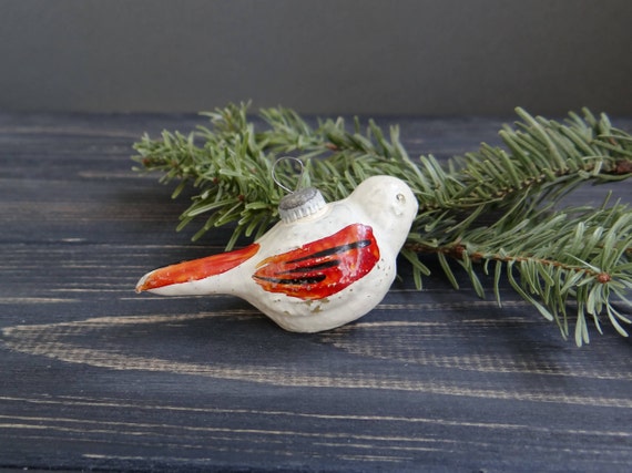 White bird Glass Christmas figurine Birdie Christmas tree | Etsy