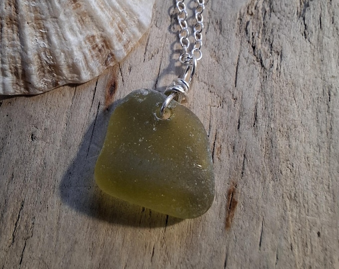 Dainty Lime Green Marazion Sea Glass Necklace