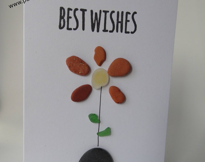 Best Wishes Terracotta Sea Pottery Flower in Stone Vase Birthday Card