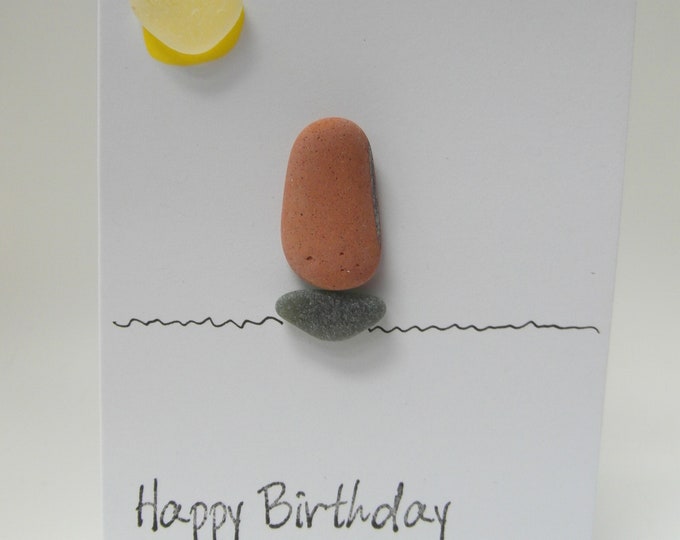 Terracotta Ship & Sun Happy Birthday Card