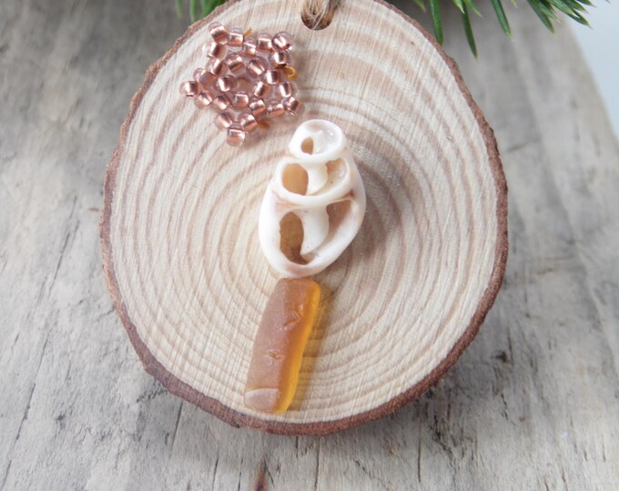 Sea Shell Christmas Tree with Copper Beaded Star Christmas Decoration