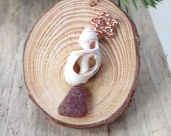 Sea Shell Christmas Tree with Copper Beaded Star Christmas Decoration