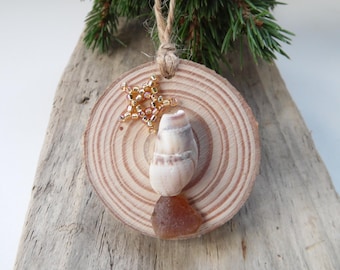 Sea Shell Christmas Tree with Gold Beaded Star Christmas Decoration