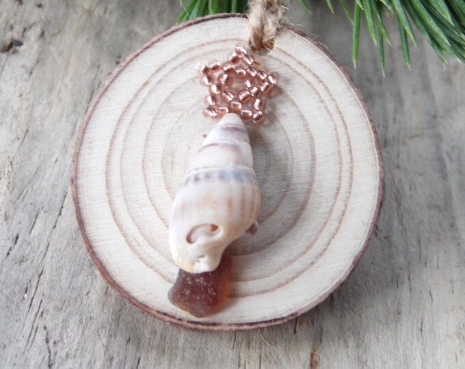 Sea Shell Christmas Tree with Copper Beaded Star Christmas Decoration