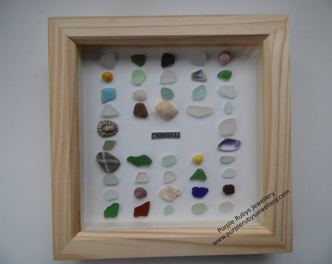 Colours of Cornwall Sea Glass, Sea Pottery & Shell Picture