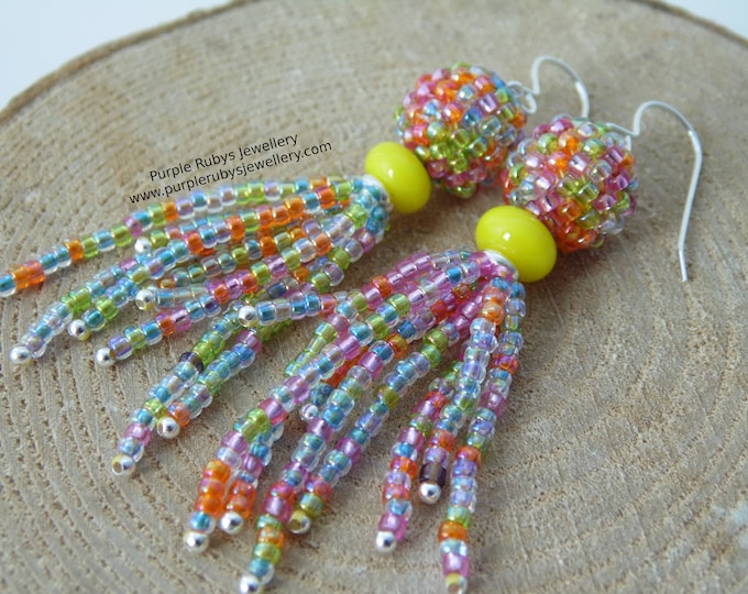 Wildflower Tassel Boho Beaded Earrings