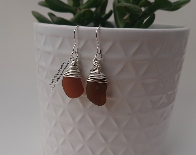 Amber Cornish Sea Glass Earrings