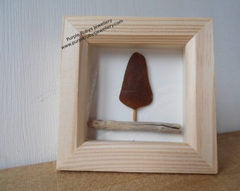 Amber Cornish Sea Glass & Driftwood Sailing Ship Picture