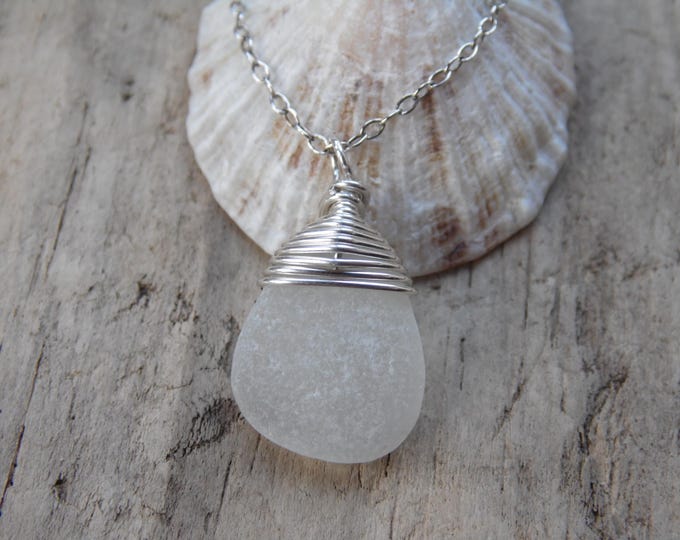 Dainty White Marazion Sea Glass Necklace