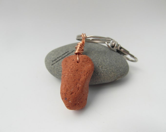 Chunky Terracotta Sea Pottery Key Ring